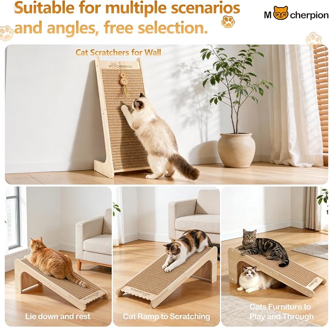 Natural Cork cat Scratching Post-Cat Scratchers- Scratch Pads for Indoor-Cats Scratching Board-cat ramp-cat Scratch Cardboard with Toy,Replaceable use-Eco-Friendly Sustainable-cat Gifts