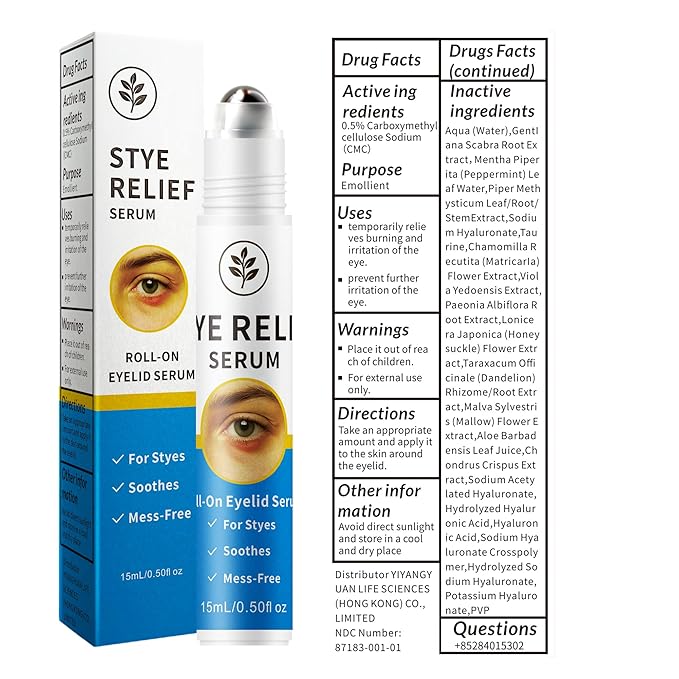Stye Eye Treatment Kit, Stye Relief Rollerball Serum and Eye Patches for Styes, Chalazions and Blepharitis Treatment for Eyelids, Stye Eye Compress, Clear Eyes Redness Relief, Sleep Eye Mask