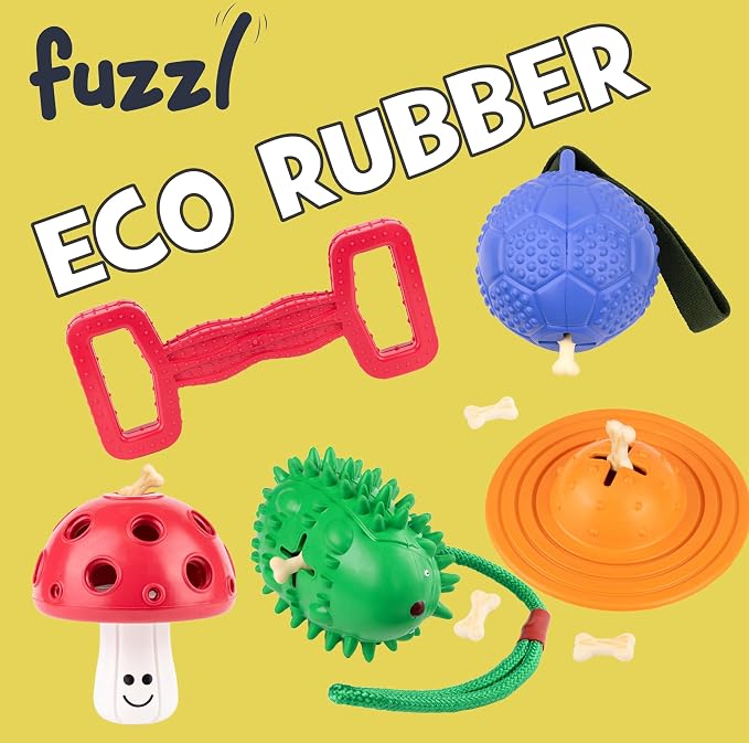 Fuzzl Eco Rubber Chuck & Treat Hedgehog - Purple - Long Lasting Dog Chew Toys for Aggressive Chewers Strong Dog Toy for Dogs Durable Puppy Toys