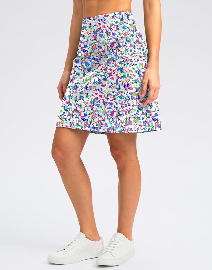 Women's 18" Skorts with 4 Side Pockets High Waisted Long Golf Skirt | Soft, Lightweight, Stretch, Breathable, Mesh Built-in Shorts, Athletic, Tennis, Dressy, Casual