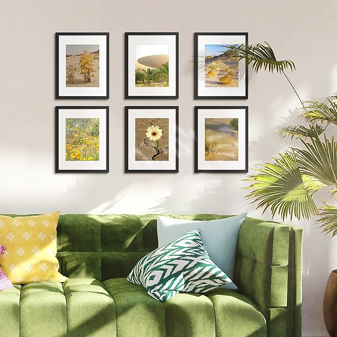 upsimples 11x14 Picture Frame, Gallery Wall Frames Set of 5, Black | Photo Frame Collage Wall Decor, 11 x 14 Frame, 8x10 Frame with Mat for Family, Baby, Hallway, Diamond, Christmas