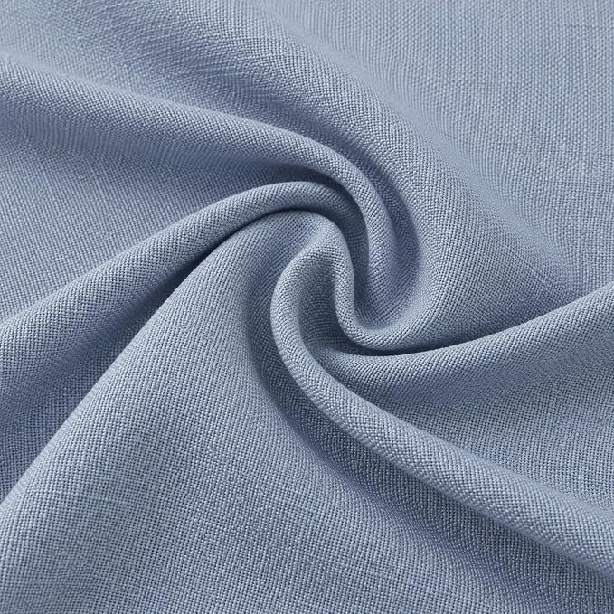 Meekio Set of 2 Dusty Blue Throw Pillow Covers 18x18, Modern Farmhouse Linen Blend Decorative Pillow Covers for Couch Sofa Bed, Neutral Home Decor