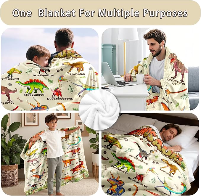 Dinosaur Blanket Gifts for Dinosaurs Lovers Soft Flannel Dinosaur Throw Blanket Bedding Decor 50"x40"