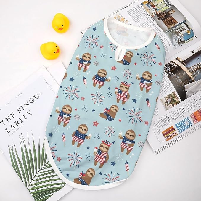 Dog Soft Breathable Clothes Cat Fashion Shirt Pet Sloth Cute Tank Tops T Shirt