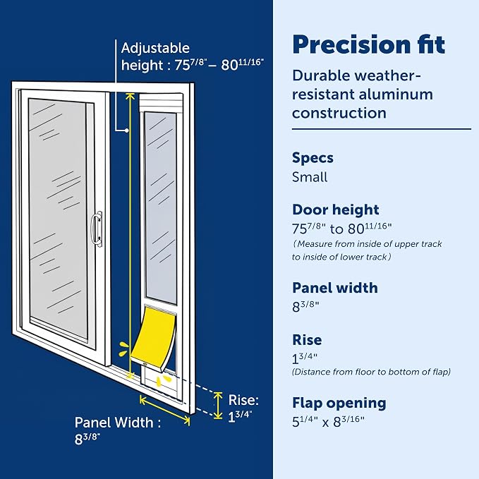 PetSafe Sliding Glass Pet Door, Aluminum Frame, Pets Up to 15 lb, Small