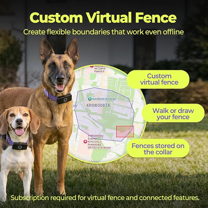MeeXH GPS Smart Dog Fence Collar, 6-Month Membership, Wireless Dog Tracking Collar with Custom Virtual Boundaries, App-Controlled GPS Tracker for Dogs, Sound & Vibration Guide with Escape Alerts