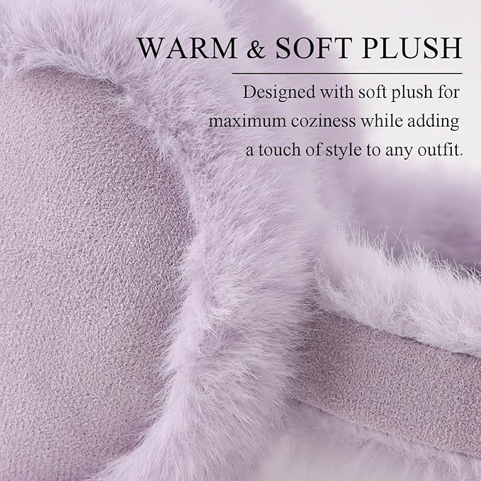 Zsedrut Winter Women Earmuff Foldable Ear Warmer Fluffy Ear Cover Warm Outdoor