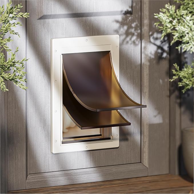 Medium Dog Door for Door, Pets Up to 45 lb | Durable Plastic Frame, 2 Magnetic Flaps, Closing Panel, Never Rust, Easy Install for Interior & Exterior Doors