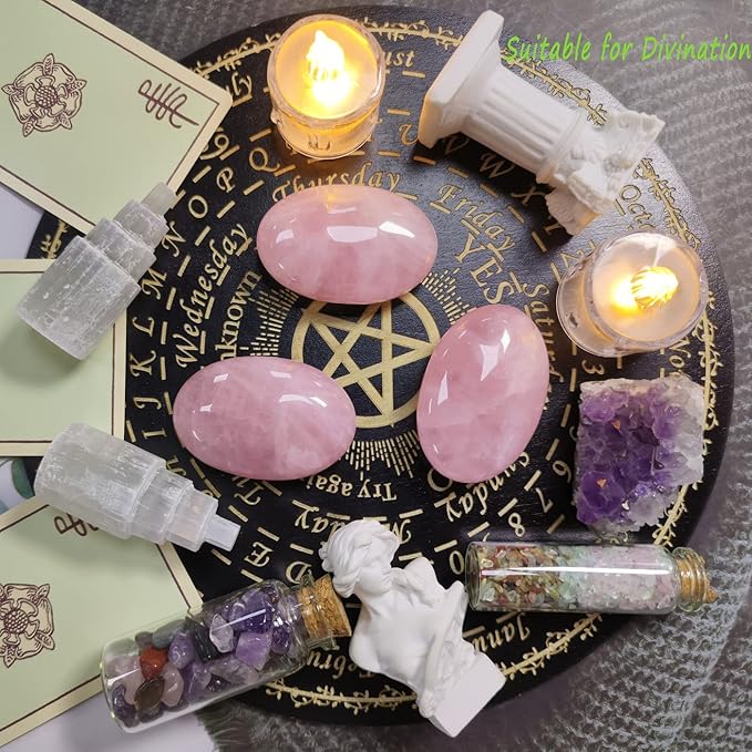 ZHIYUXI 2.4" Rose Quartz Crystal Healing Stone Pink Gemstone Palm Stone Meditation Gift 1PC