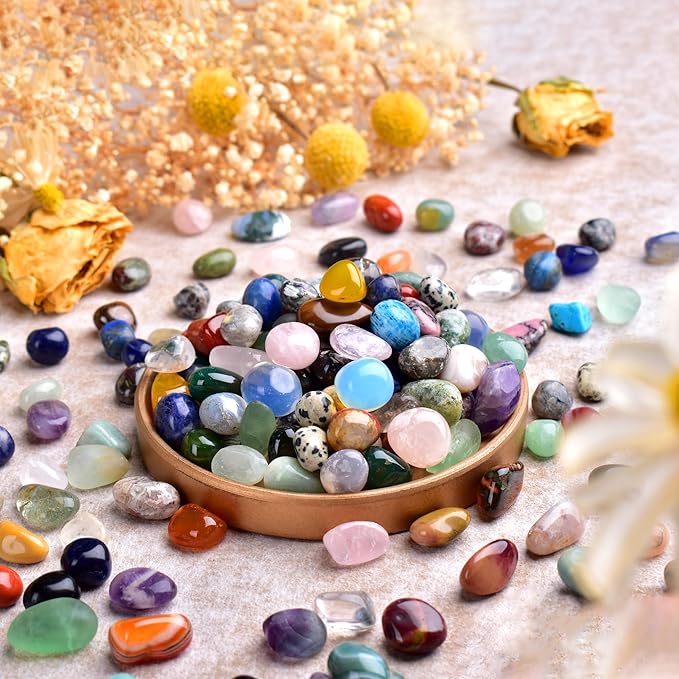 36 Varieties Healing Crystals Stones Bulk Set, Christmas Gifts - 2.5 lbs, 0.5" Natural Polished & Tumbled Gemstones Collection and Decorative Rocks for Chakra, Meditation, Reiki, Crafts