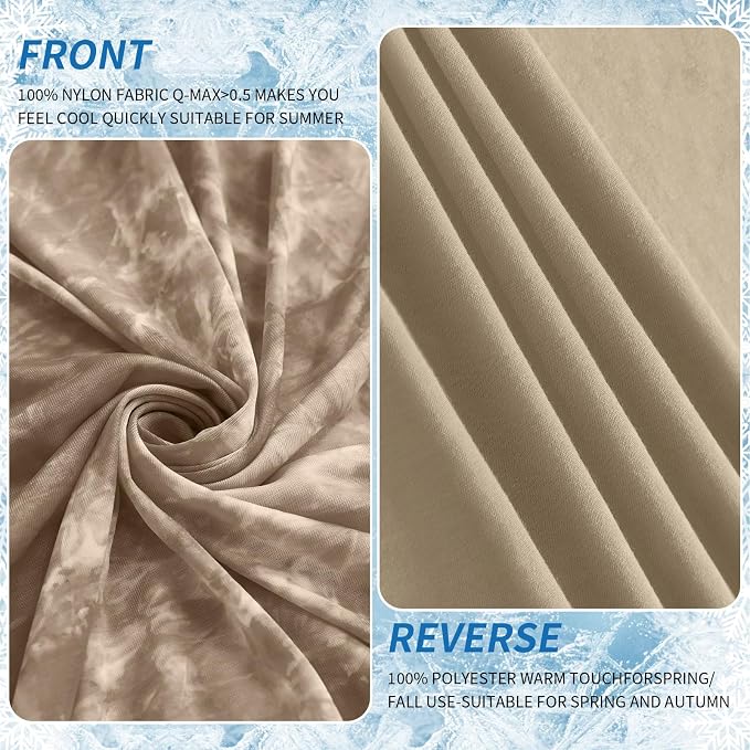 Guohaoi Cooling Throw Blanket for Hot Sleepers, Full Size 60''×90'' | Lightweight Breathable Summer Bed Blanket for Night, Arc-Chill Q-Max >0.5 Cool Fiber, Lightweight Tie Dye Blanket Beige