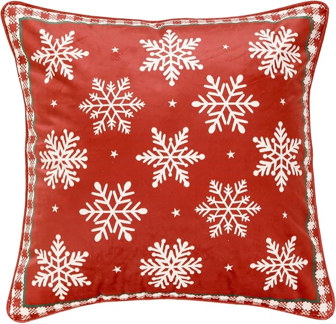 Designer Chrismas Velvet Throw Pillow Cover,18"x18"-Carol C | Vintage Square Pillow Cover,Concealed Zipper Design,Pinecones Pattern,Sofas,Bedroom,Living Room,Lounge Chairs,Decor