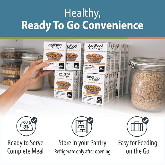 JustFoodForDogs Pantry Fresh Wet Dog Food, Complete Meal or Dog Food Topper, Turkey & Whole Wheat Macaroni Human Grade Dog Food Recipe - 12.5 oz (Pack of 6) | Fresh Pet Meal or Fresh Dog Food Topper, Human Grade Recipe Made With Whole Foods, Preservati...