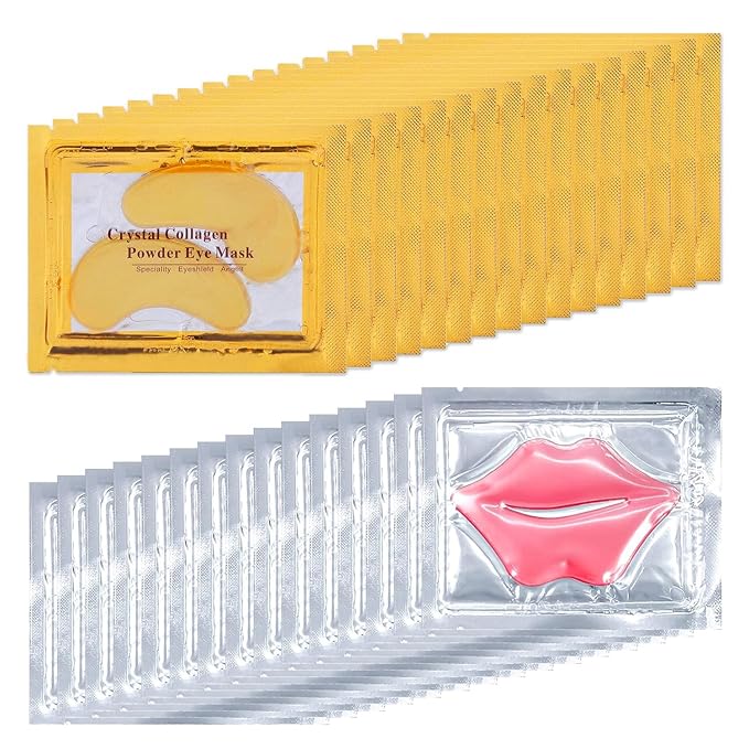 Eakroo 30 Pairs Lip Mask and Eye Mask, Hangover Kit, Sleepover Party Supplies for Girls, Eye Patches for Puffy Eyes, Party Supplies, Hangover Patches, Mothers Day Gifts, Teacher Appreciation Gifts