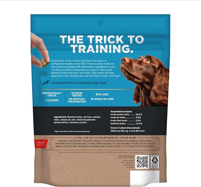 Cloud Star Tricky Trainers Crunchy Dog Treats, Salmon, 8 oz. Pouch