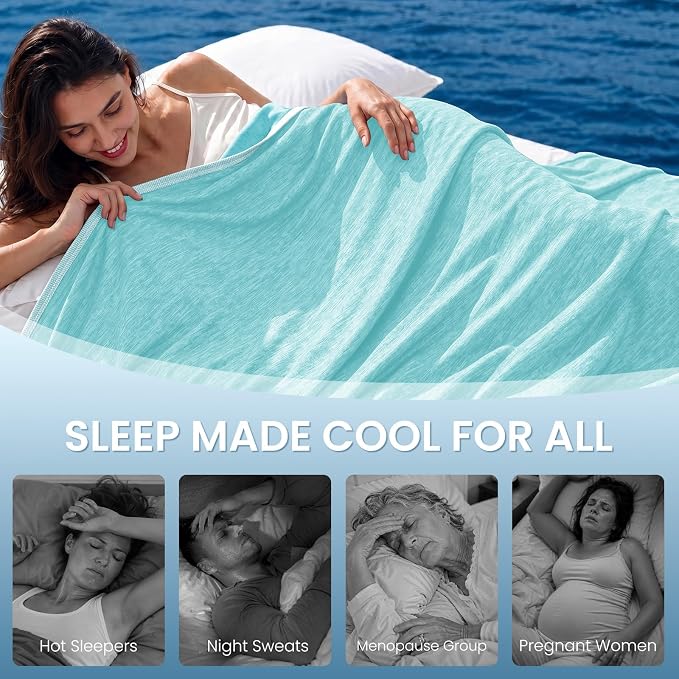 Cooling Blanket (90"x90"Queen Size) for Night Sweats Absorbs Heat to Keep Adults Cool on Warm Nights, Q-Max 0.5 Cooling Blankets for Hot Sleepers, Ultra-Cool Lightweight Blanket for Bed | Absorbs Heat Cold Summer Blanket for Night Sweats & Menopause Q-...