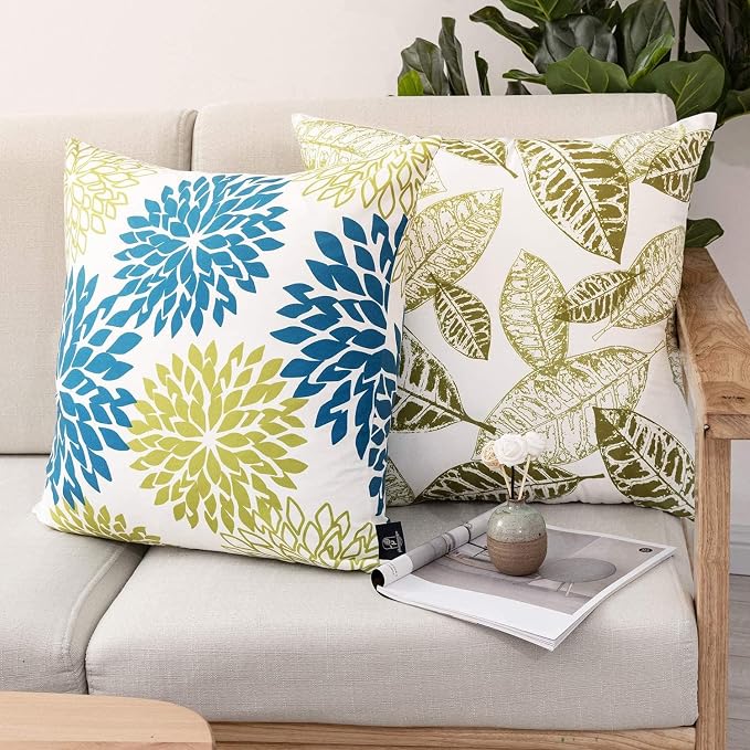 Phantoscope New Living Blue&Green Decorative Throw Pillow Case Cushion Cover 20" x 20" 50 x 50 cm Set of 4