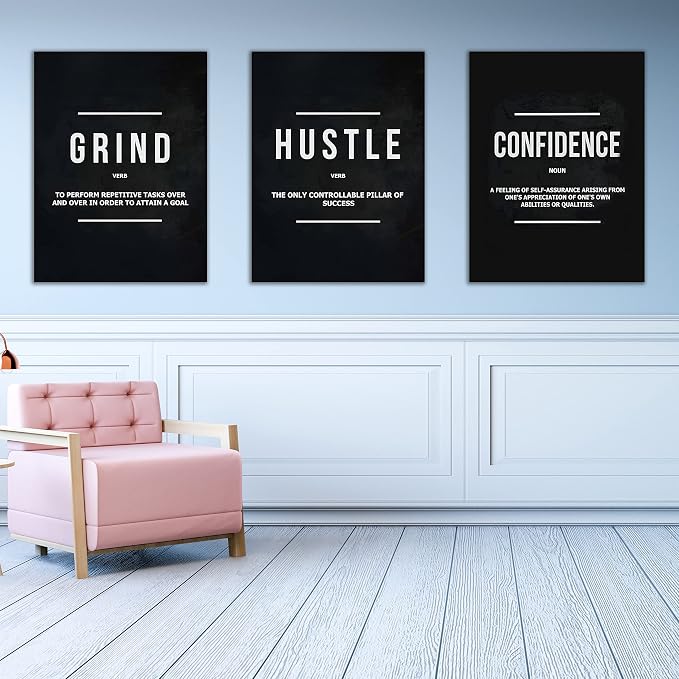 Yetaryy Motivational Poster Inspirational Wall Art 3 Pieces Canvas Painting Lion Artwork for Living Room Office Modern Home Decor Prints Pictures Wall Decor Framed Ready to Hang [36''Wx 16''H]