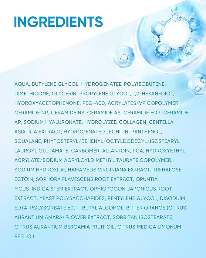 Face Moisturizer with 5X Ceramides, Hydrating Moisture Barrier Repair Cream for Sensitive/Oil Skin Types, Hyaluronic Acid & Centella, Daily Facial Moisturizer, Non-Comedogenic 30g/1 fl.oz