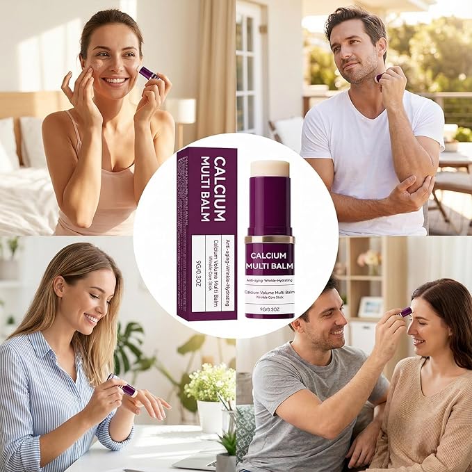 All-in-One Moisturizing Balm Stick with Calcium & Collagen – Anti-Aging Skin Repair for Face, Eyes, Lips, Neck – Hydrating Portable Skincare, 2-Pack