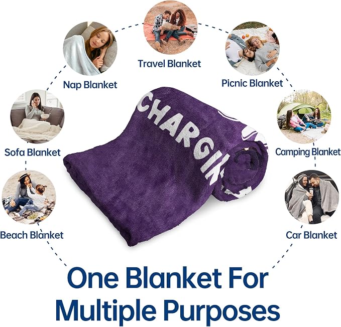 Leebbsin Funny Gifts for Grandma, Grandma Birthday Gift from Grandkids | Grandma is Charging Sloth Blanket 60" x 50", Purple, Grandmas Gift for Christmas Mothers Day, Soft Sloth Blanket for Grandma