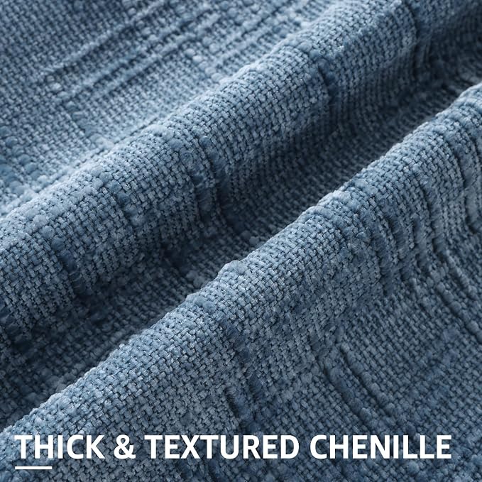 decorUhome Textured Chenille Throw Pillow Covers 16x16 Set of 2 Blue | Fall Modern Farmhouse Soft Cozy Slubby Couch Pillow Cases Boho Decorative Pillow Cases for Bed Sofa Living Room Home Decor