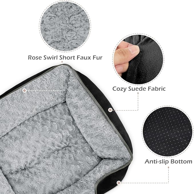 Small Dog Bed Rectangle Washable Orthopedic Soft Calming Sleeping Durable Pet Cuddler with Anti-Slip Bottom