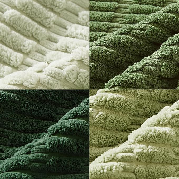 MIULEE Pack of 4 Corduroy Throw Pillow Covers 18x18 Inch Forest Green | Neutral Rustic Farmhouse Boho Soft Striped Pillow Covers,Home Decor for Sofa,Living Room,Couch,Bed