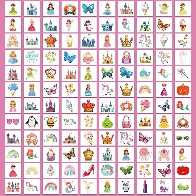 Partywind 408 PCS Kids Tattoos for Party Supplies, Individually Wrapped Sheet Temporary Tattoos Stickers for Kids Goodie Bag Stuffers, Fun Birthday Party Favors - Sweet