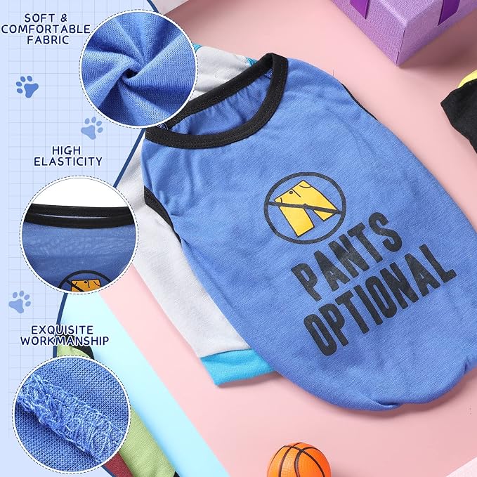 8 Pieces Dog Shirts Pet Printed Clothes with Funny Letters Summer Pet T Shirts Cool Puppy Breathable Dog Outfit Soft Sweatshirt Cats(Vivid Pattern,Small)