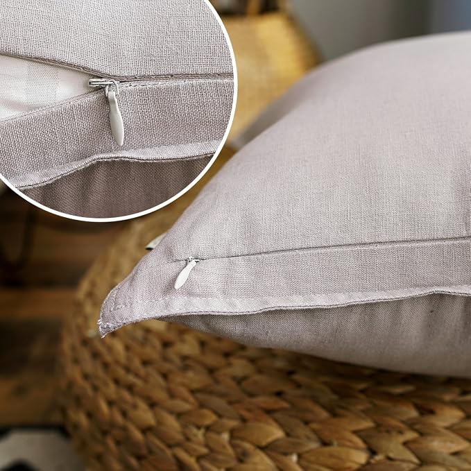 Jeanerlor Cotton Linen Square Decorative Throw Pillow Case Cushion Cover with Twin Needles Stitch on Edge, 12"x20"(30 x 50cm), Silver Grey
