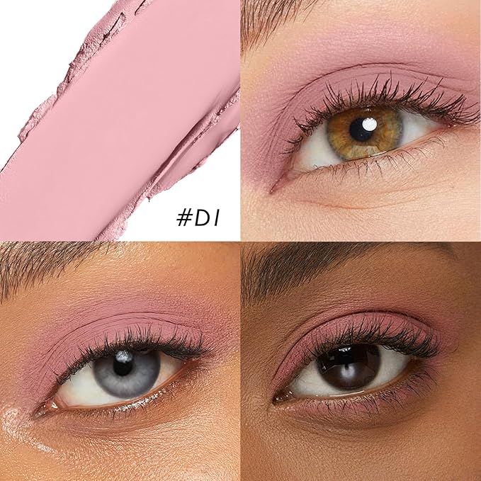 Pink Matte Eyeshadow Stick - Long Lasting Cream Eyes Shadow Pencil Buildable Brightener Crayon Eyeliner Highlighter Makeup, Lightweight Waterproof & Smudge Proof for Easy Quick Application