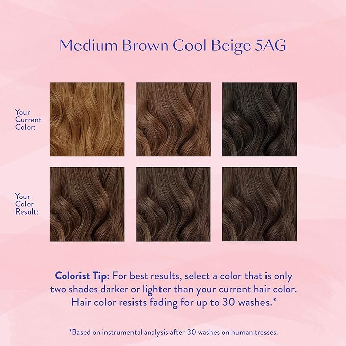 eSalon Permanent Hair Color & Hair Dye Complete Kit - Medium Brown Cool Beige - Personal Colorist Kit for Up To 100% Gray Coverage for All Hair Types - Professional-Grade Ammonia-Free Hair Dye