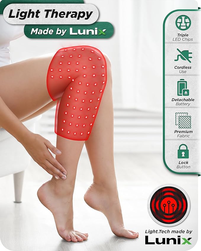 LX19 Red Light Therapy for Knee, Elbow and Shoulder, Triple Chips LED 850 and 660nm, Infrared Therapy for Circulation & Joint Support, Rechargeable, Adjustable Intensity