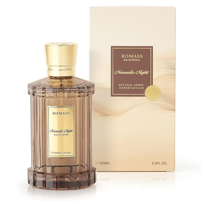 ROMASS Nomadic Night Eau de Parfum Spray - 3.4oz/100ml, Unisex Fragrance with Smoked Oud, Desert Sage, Rose & Raspberry Notes, Warm Woody Scent