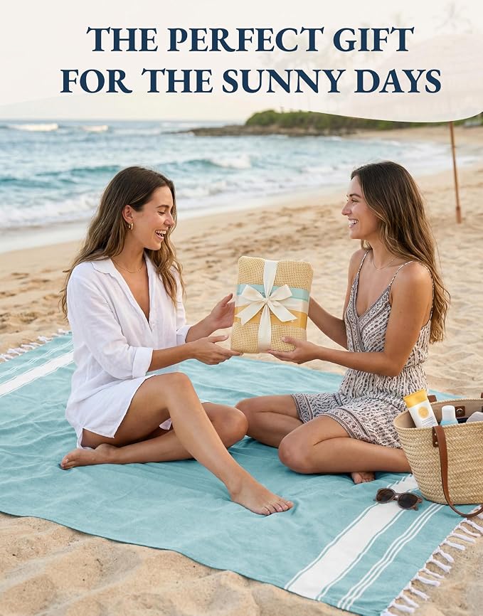 LANE LINEN Pool Towels, Turkish Beach Towels Oversized Set of 6, Pre-Washed, No Shrink, Quick Dry Travel Towel, Beach Towel for Women, Absorbent & Sand Free Towel, 39"x71" - Summer Color