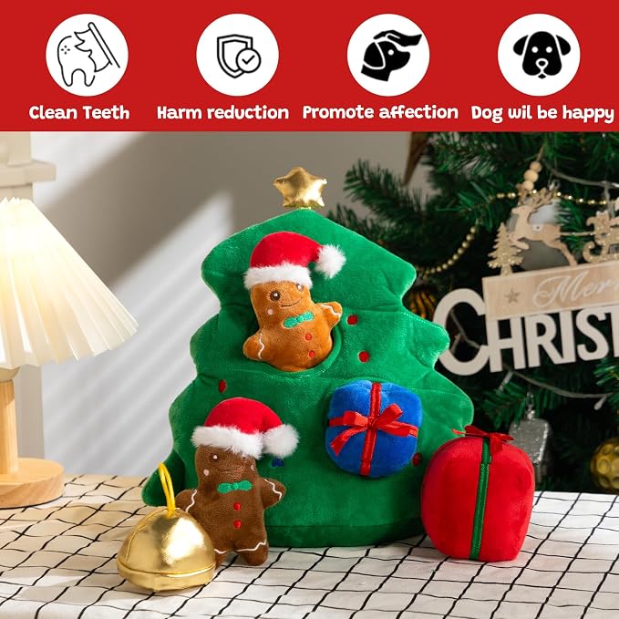 Hollypet Christmas Squeaky Hide and Seek Dog Toys for Small and Medium