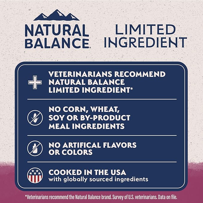 Natural Balance Limited Ingredient Adult Dry Dog Food - Balanced Nutrition for Adult Dogs - Grain-Free, Soy-Free Recipe - Limited Ingredient Formula - 22 lb - Reserve Sweet Potato & Venison Recipe