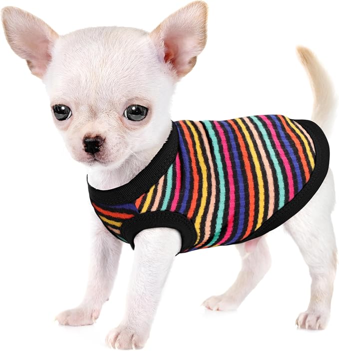Elevate Your Pet's Comfort Fashion: Premium Cotton Rib Dog Shirt Vest for Small Breeds Like Chihuahuas, Yorkies .Year-Round Style with Tank-Style Puppy Attire Black Large