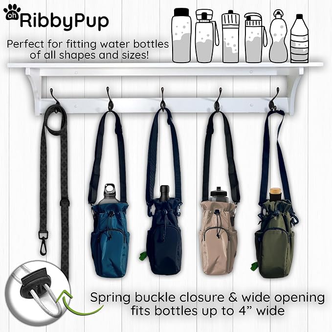 RibbyPup Waterproof Dog Walking Bag With Universal Water Bottle Holder, Built-In Poop Bag Dispenser, Unisex Cross Body Treat Pouch for Walking, Hiking, Training (Deep Teal)