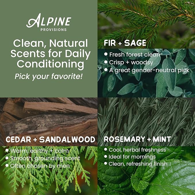 Alpine Provisions Rosemary & Mint Organic Conditioner - Naturally Moisturize, Repair, & Strengthen with Essential Oils, Sunflower oil & Aloe Vera, Vegan, Sulfate - Plant-Based Hair Care - 16.9 FL Oz