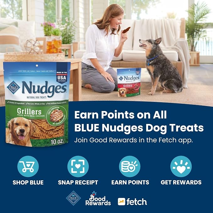 Blue Buffalo Nudges Grillers Natural Dog Treats with Real USA Beef, Made in the USA, Steak, 36-oz Bag (Pack of 3)