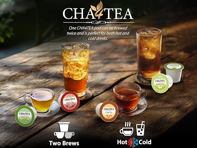 Cha4TEA 36-Count Jasmine Green Tea Pods Compatible with Keurig K-Cups Brewers