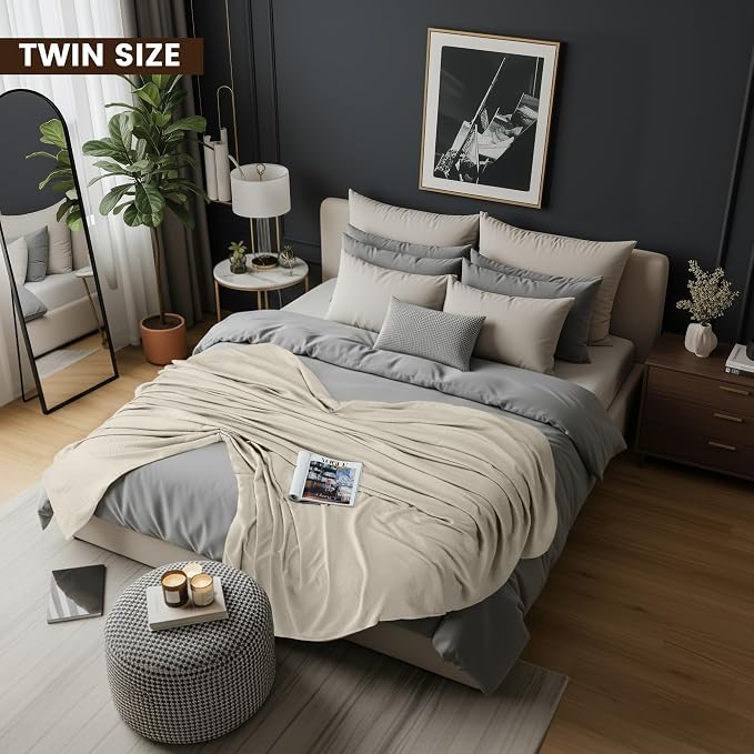 Utopia Bedding Cotton Blend Khaki Waffle Blanket Twin - 90x66 Inches | Lightweight, Skin Friendly, Breathable, All Season, Luxury, Bed, Couch, Sofa