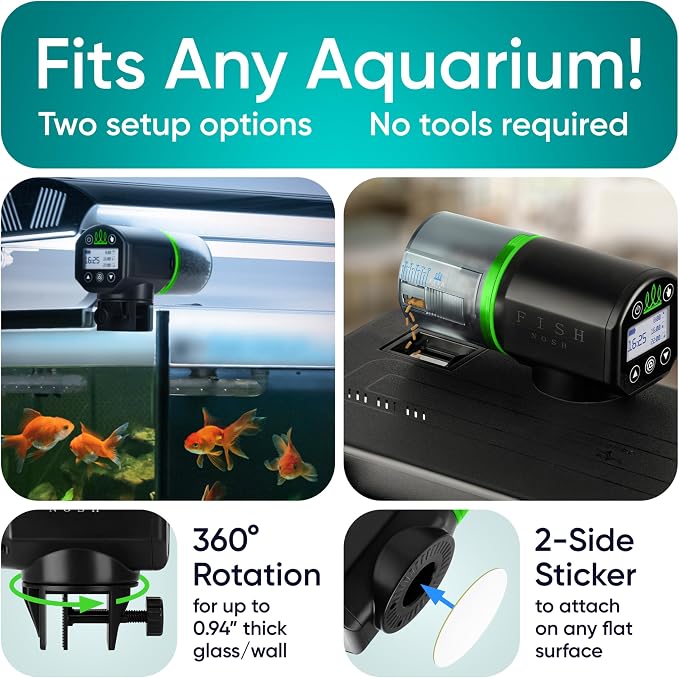 Automatic Fish Feeder for Aquarium - New Generation 2026, Auto Food Dispenser with Timer for Small Tank, Big Aquariums & Pond (Green)