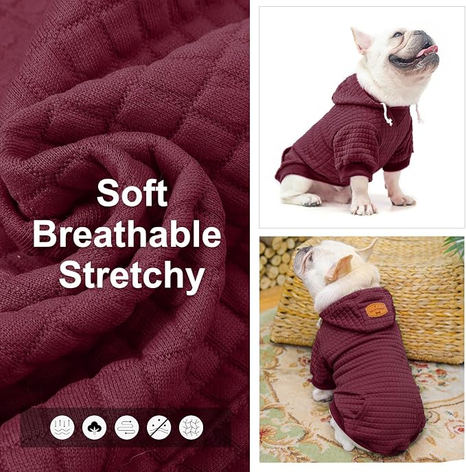 BEAUTYZOO Dog Hoodies Sweater for Large Dogs,Waffle‑Like Laminated Pet Coat | Warm Dog Sweatshirt with Pocket & Leash Hole,Pullover Clothes for Girl Boy Dogs,Stretchy & Easy‑On‑Off,Labrador & Great Danes
