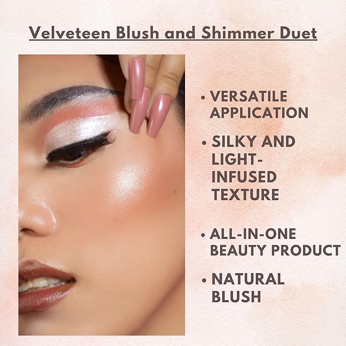 GA-DE Velveteen Blush and Shimmer Duet, 12 - Formulated with Micronized Pearls and Pigments for Sculpting Face and Décolleté - Paraben-Free - 0.26 oz