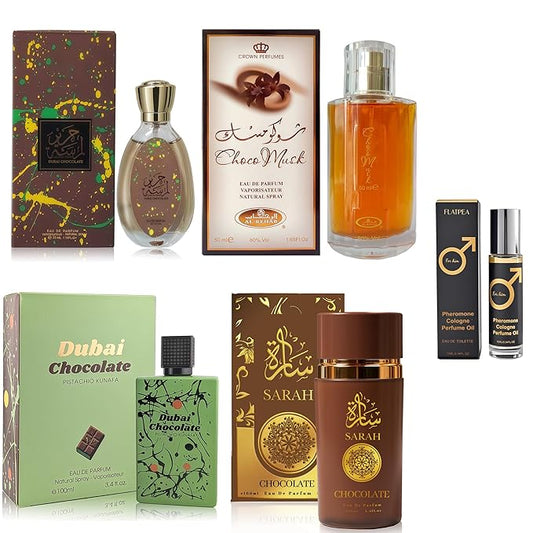 AFLUXE Men's Cologne Gift Set - Variety Pack of 4 Long Lasting Fragrances with 10ml Pheromone Cologne for Men Kit EDP/EDT (PHM-Choco/DBChoco35m/ChocoGreen/SarahCho)