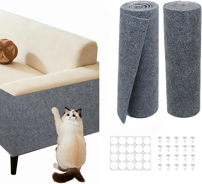 78.8"x15.8" Dark Grey Cat Scratch Mat for Furniture，DIY Cat Scratcher for Covering Cat Tower，Carpet，Couch,Bed,Self-Adhesive cat Scratching Pads(Dark Grey)