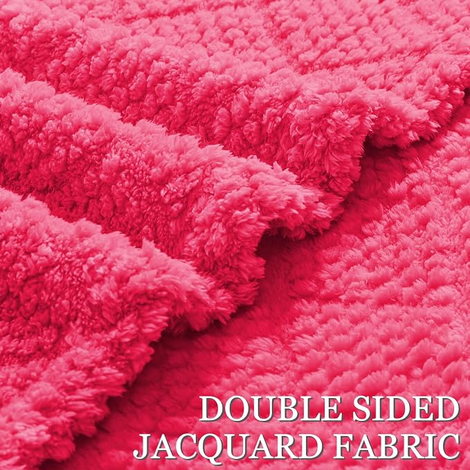 Whale Flotilla Soft Fleece Twin Size Blanket for Bed, Hot Pink | Jacquard Waffle Blankets for Home Decor, Lightweight and Cozy, All Season Suitable, 60x80 Inch